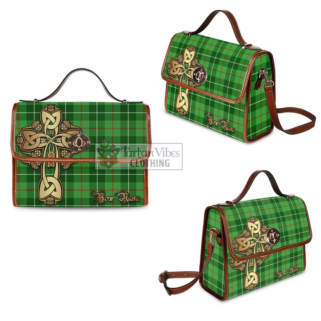 Tartan Vibes Clothing Clephane (Clephan) Tartan Waterproof Canvas Bag Golden Thistle Celtic Cross Style