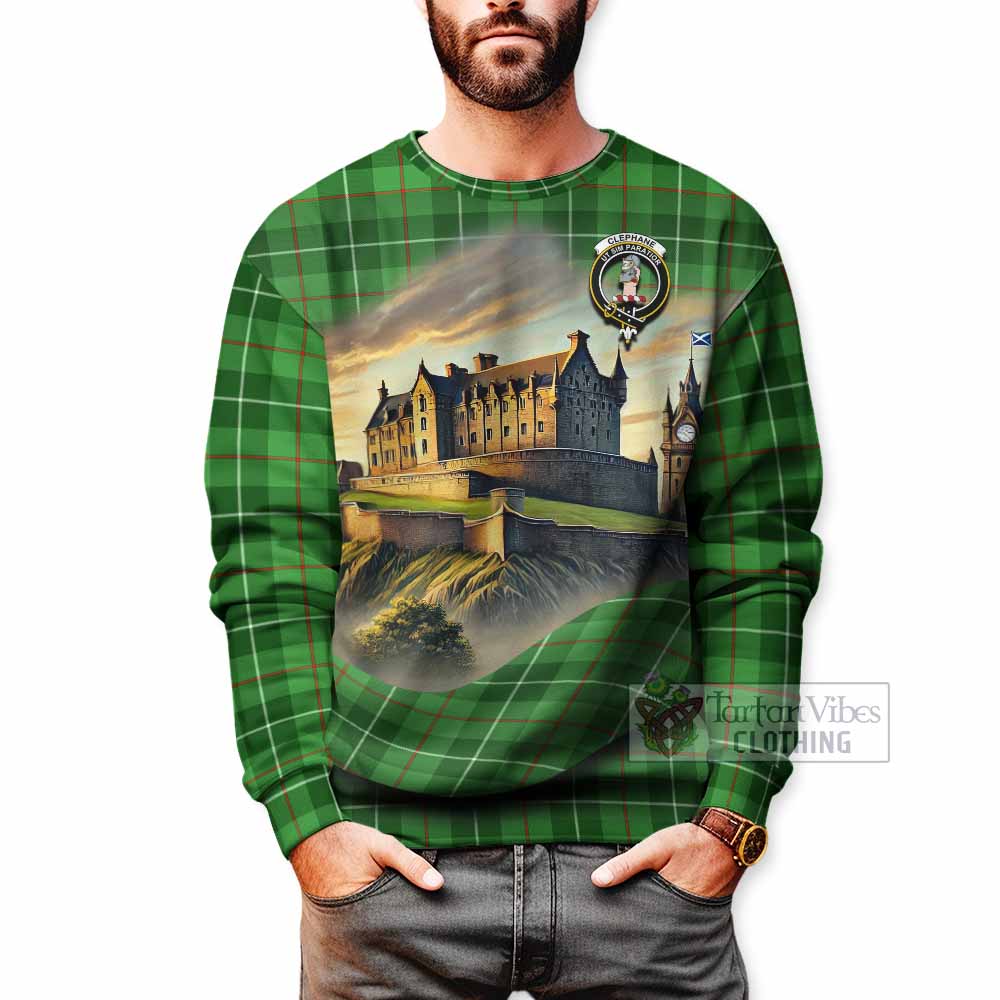 Clephane (Clephan) Tartan Family Crest Sweatshirt with Scottish Ancient Castle Style - Tartan Vibes Clothing