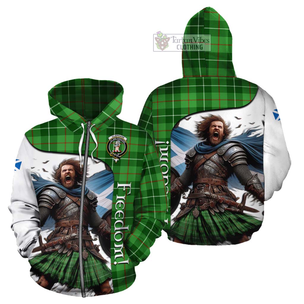 Tartan Vibes Clothing Clephane (Clephan) Crest Tartan Cotton Hoodie Inspired by the Freedom of Scottish Warrior