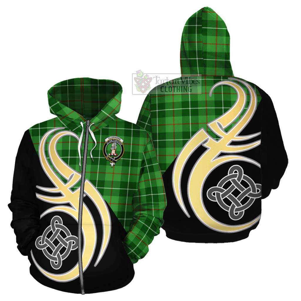 Clephane (Clephan) Tartan Cotton Hoodie with Family Crest and Celtic Symbol Style - Tartan Vibes Clothing