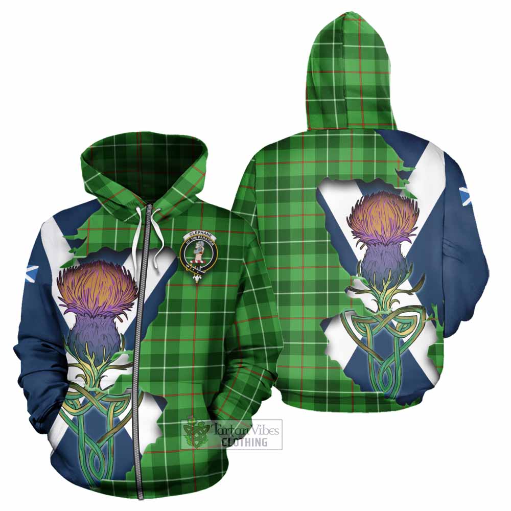 Clephane (Clephan) Tartan Family Crest Hoodie Scottish Thistle Celtic Inspired Zip Hoodie - Tartan Vibes Clothing
