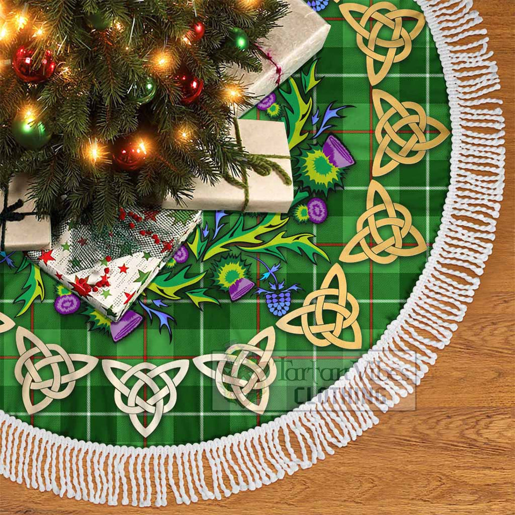 Tartan Vibes Clothing Clephane (Clephan) Tartan Christmas Tree Skirt with Thistle Celtic Knot Style