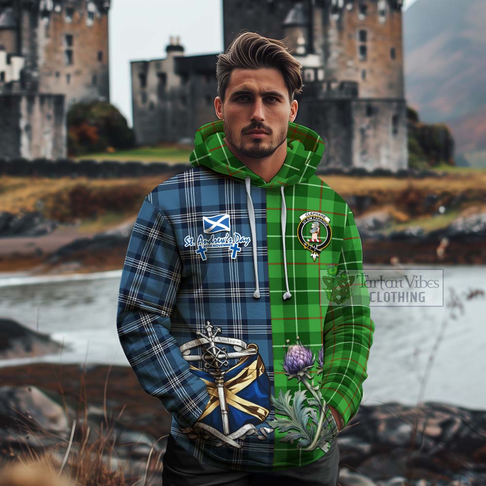 Clephane (Clephan) Tartan Cotton Hoodie Happy St. Andrew's Day Half Tartan Style - Tartan Vibes Clothing