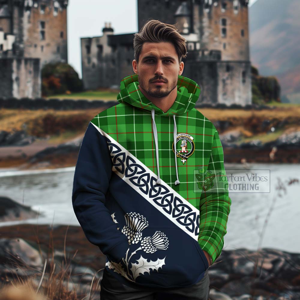 Clephane (Clephan) Tartan Cotton Hoodie Featuring Thistle and Scotland Map - Tartan Vibes Clothing
