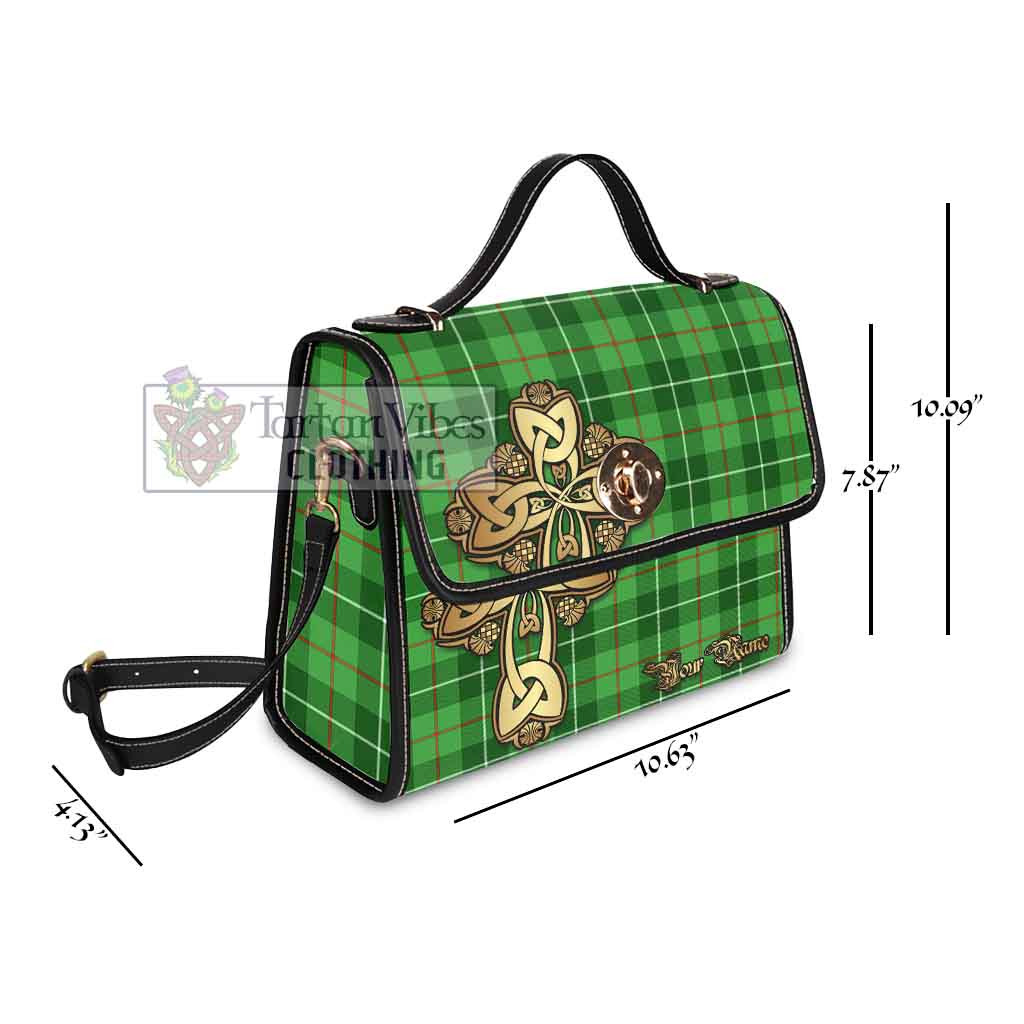 Tartan Vibes Clothing Clephane (Clephan) Tartan Waterproof Canvas Bag Golden Thistle Celtic Cross Style