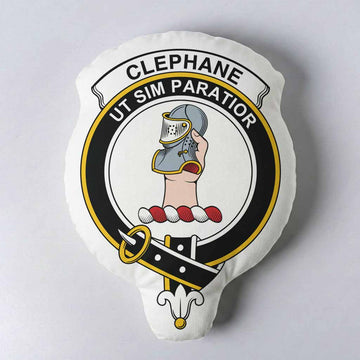 Clephane (Clephan) Clan Crest Shaped Throw Pillow, Scottish Clan Badge Decorative Pillow