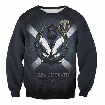 Clephane (Clephan) Clan Crest Sweatshirt with Celtic Knot Thistle and Saltire