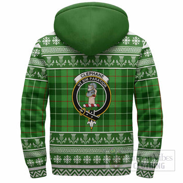 Clephane (Clephan) Clan Tartan Christmas Fleece Hoodie with Family Crest - Tartan Vibes Clothing