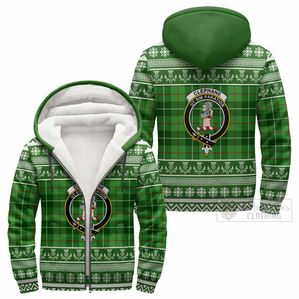 Clephane (Clephan) Clan Tartan Christmas Fleece Hoodie with Family Crest - Tartan Vibes Clothing