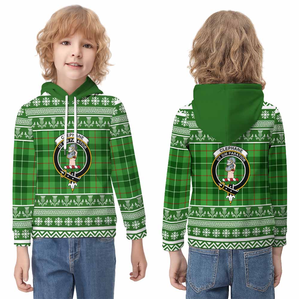 Clephane (Clephan) Clan Tartan Christmas Kid Hoodie with Family Crest - Tartan Vibes Clothing