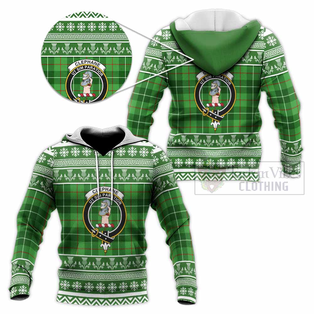 Clephane (Clephan) Clan Tartan Christmas Knitted Hoodie with Family Crest - Tartan Vibes Clothing