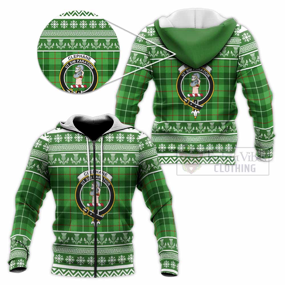 Clephane (Clephan) Clan Tartan Christmas Knitted Hoodie with Family Crest - Tartan Vibes Clothing