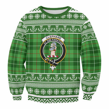 Clephane (Clephan) Clan Tartan Christmas Sweatshirt with Family Crest - Tartan Vibes Clothing