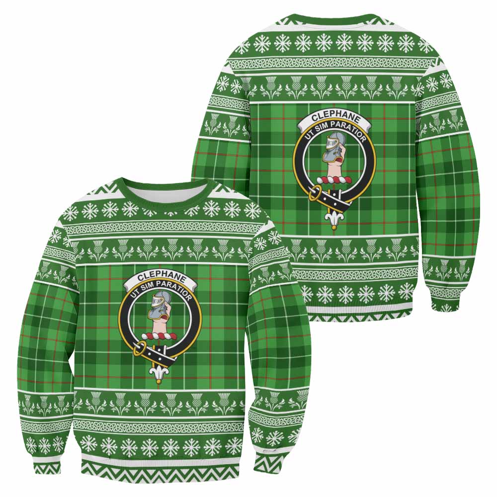 Clephane (Clephan) Clan Tartan Christmas Sweatshirt with Family Crest - Tartan Vibes Clothing