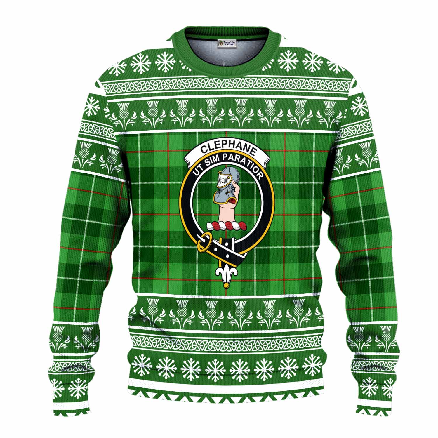 Clephane (Clephan) Clan Tartan Christmas Ugly Sweater with Family Crest - Tartan Vibes Clothing