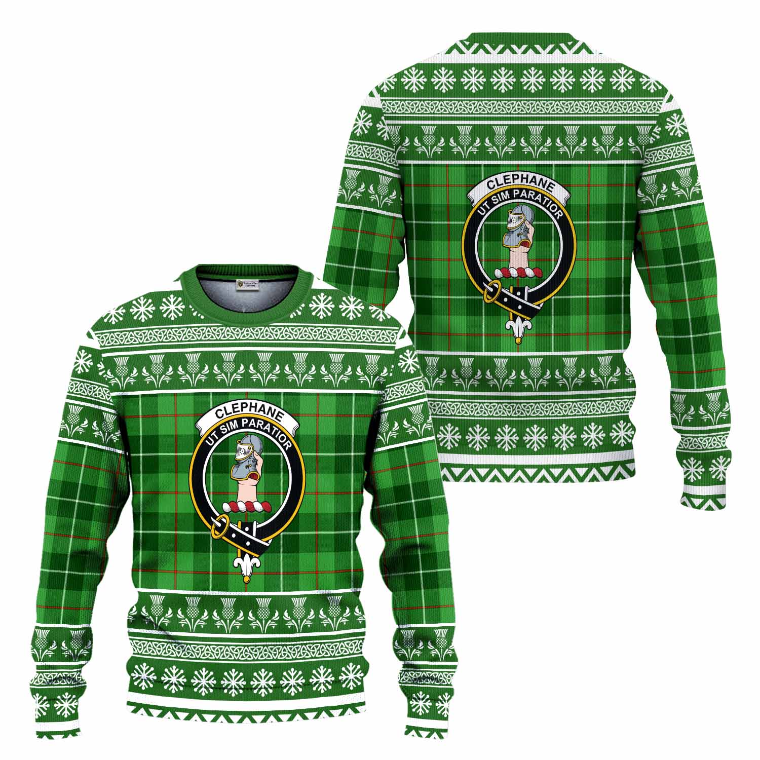 Clephane (Clephan) Clan Tartan Christmas Ugly Sweater with Family Crest - Tartan Vibes Clothing