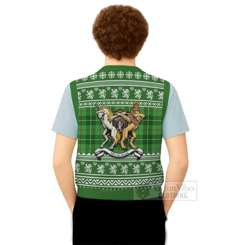 Clephane (Clephan) Clan Tartan Crest Christmas Knitted V-Neck Vest Coat of Arms Funny Style - Tartan Vibes Clothing