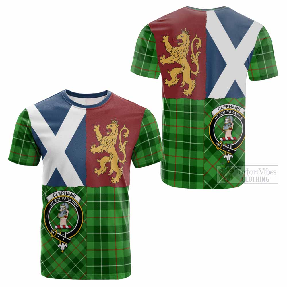 Clephane (Clephan) Crest Tartan Cotton T-shirt with Lion Rampant Saltire Style - Tartan Vibes Clothing