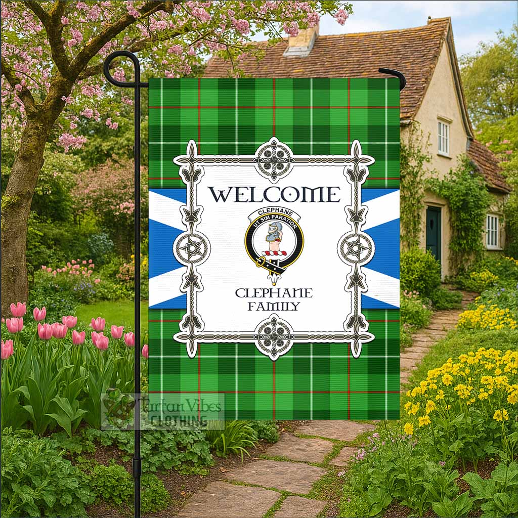 Clephane (Clephan) Family Crest Tartan Welcome Garden Flag Saltire Harmony Style - Tartan Vibes Clothing