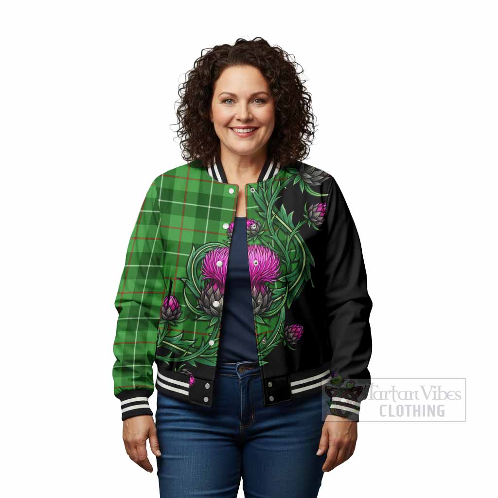 Clephane (Clephan) Tartan Baseball Jacket Resilient Scottish Thistle - Tartan Vibes Clothing