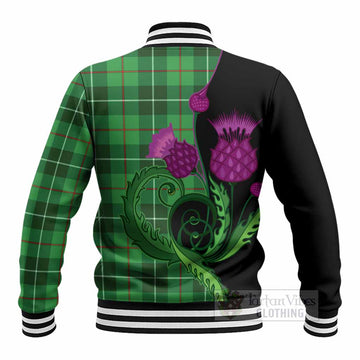 Clephane (Clephan) Tartan Baseball Jacket Traditional Scottish Thistle - Tartan Vibes Clothing