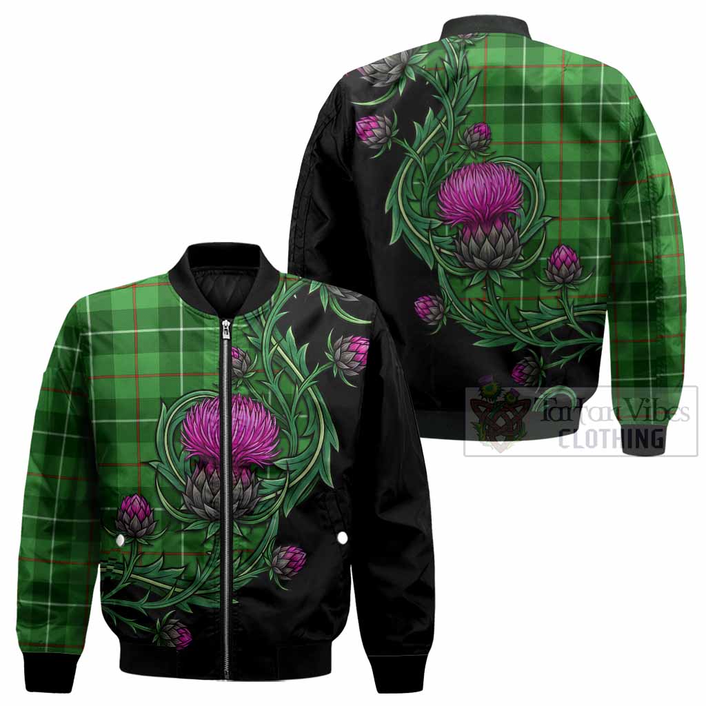 Clephane (Clephan) Tartan Bomber Jacket Resilient Scottish Thistle - Tartan Vibes Clothing