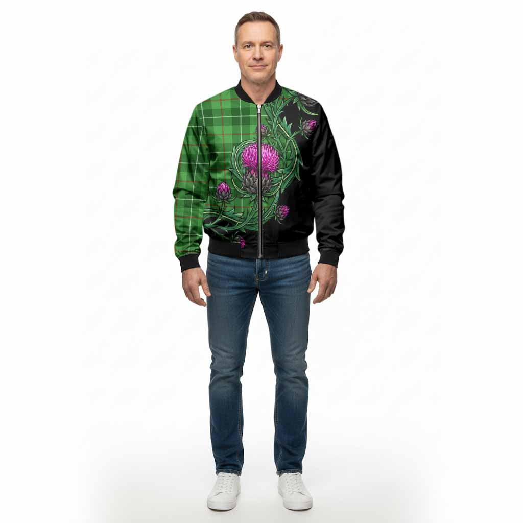 Clephane (Clephan) Tartan Bomber Jacket Resilient Scottish Thistle - Tartan Vibes Clothing