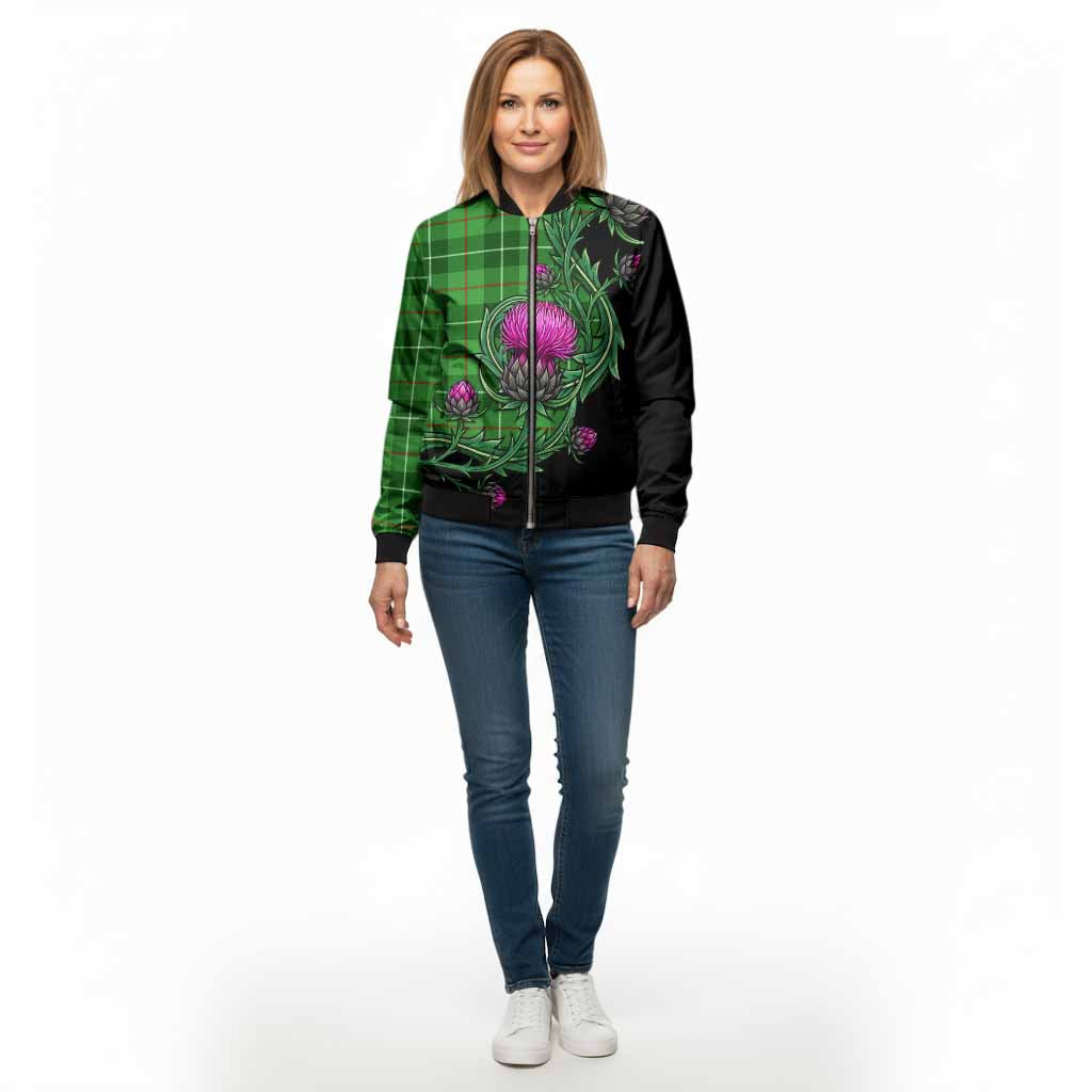 Clephane (Clephan) Tartan Bomber Jacket Resilient Scottish Thistle - Tartan Vibes Clothing