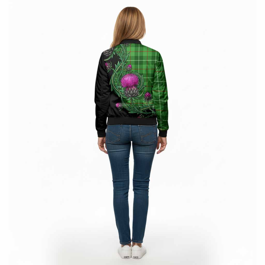 Clephane (Clephan) Tartan Bomber Jacket Resilient Scottish Thistle - Tartan Vibes Clothing
