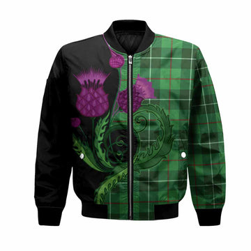 Clephane (Clephan) Tartan Bomber Jacket Traditional Scottish Thistle Unisex Black - Tartan Vibes Clothing