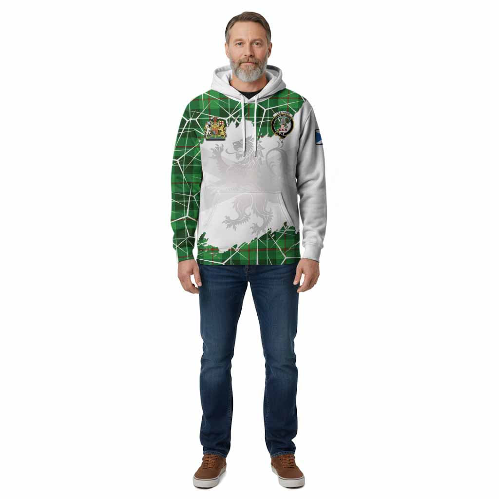 Clephane (Clephan) Tartan Cotton Hoodie with Family Crest and Lion Rampant Grunge Style