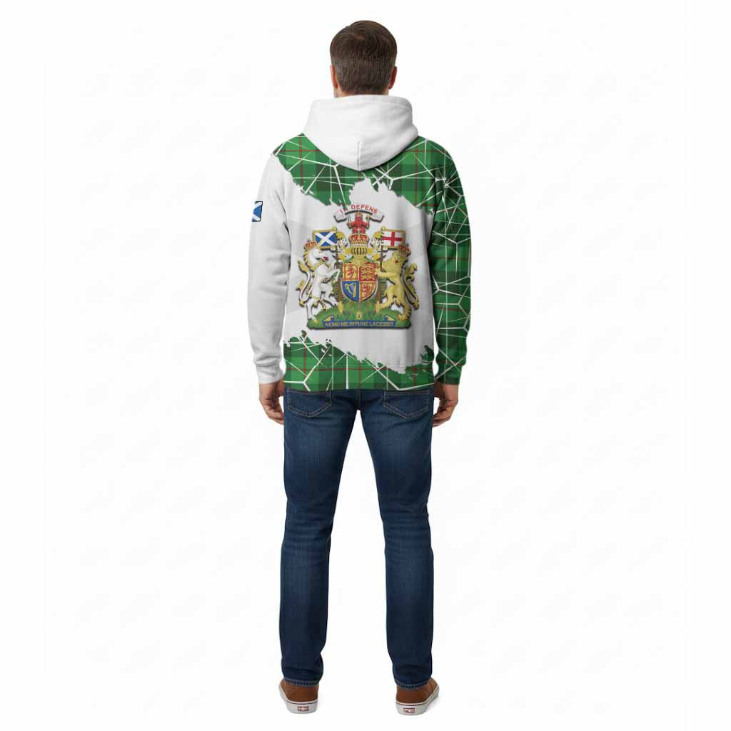 Clephane (Clephan) Tartan Cotton Hoodie with Family Crest and Lion Rampant Grunge Style