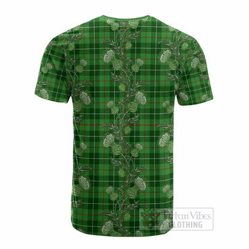 Clephane (Clephan) Tartan Cotton T-shirt Seamless Scottish Thistle Flowers