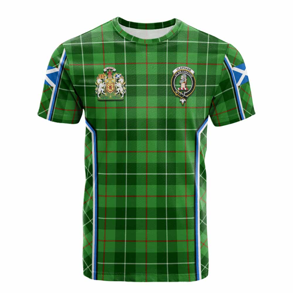 Clephane (Clephan) Tartan Crest Cotton T-shirt Scotland Coat of Arm Flag Style - Tartan Vibes Clothing