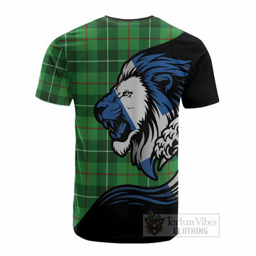 Clephane (Clephan) Tartan Crest Cotton T-shirt Scottish Golden Lions Wave Flow