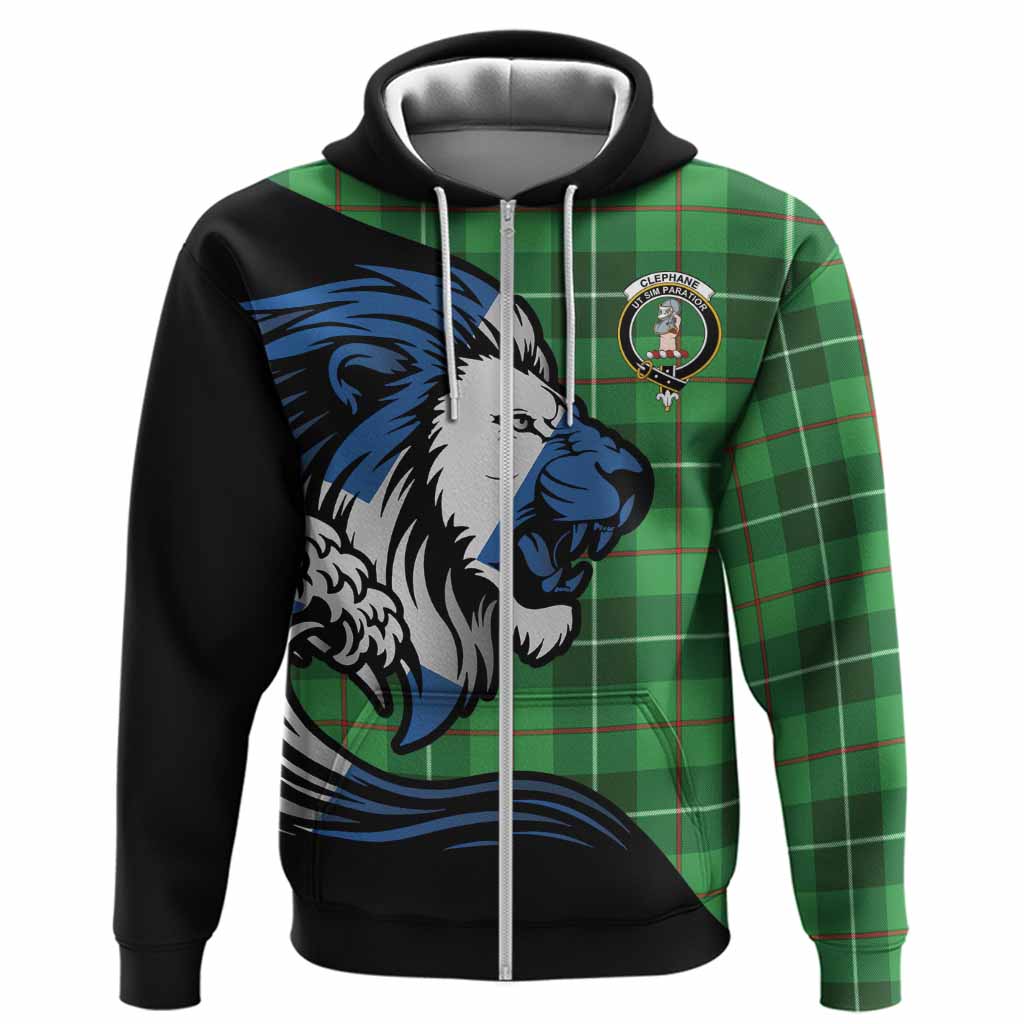 Clephane (Clephan) Tartan Crest Hoodie Scottish Golden Lions Wave Flow