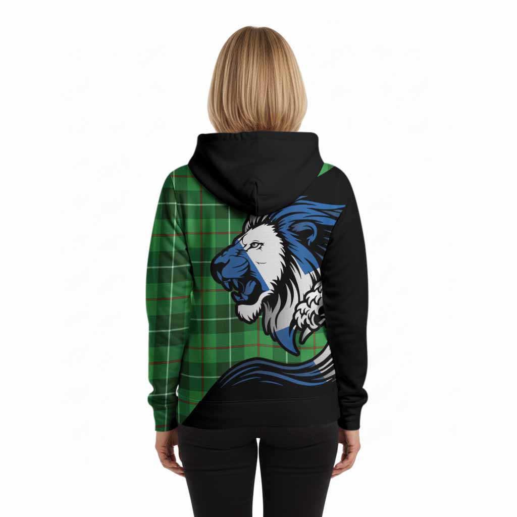 Clephane (Clephan) Tartan Crest Hoodie Scottish Golden Lions Wave Flow