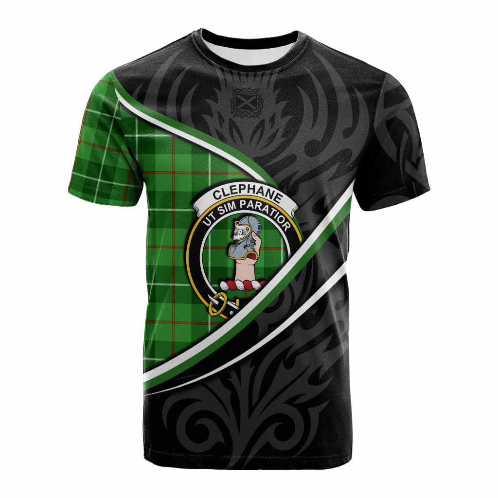 Clephane (Clephan) Tartan Family Crest Cotton T-shirt Celtic Scottish Thistle Floral - Tartan Vibes Clothing