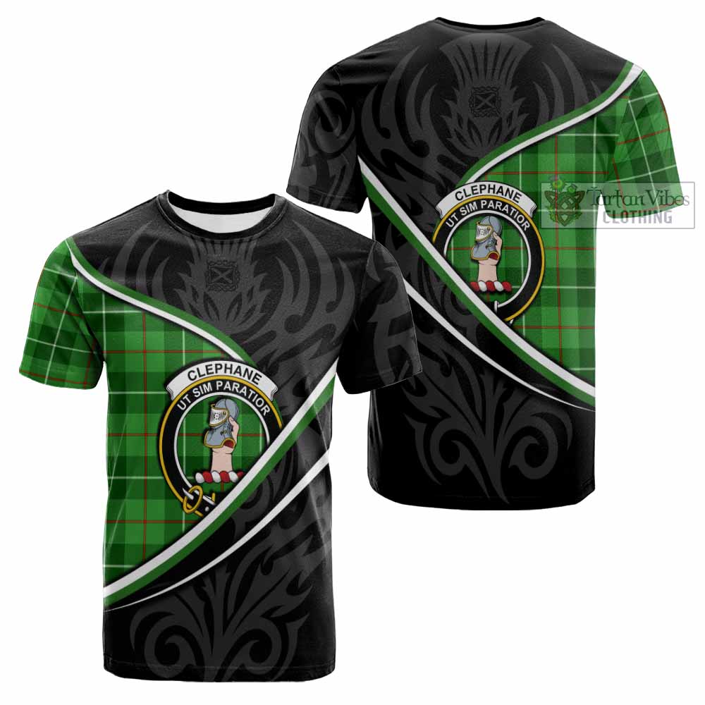 Clephane (Clephan) Tartan Family Crest Cotton T-shirt Celtic Scottish Thistle Floral - Tartan Vibes Clothing