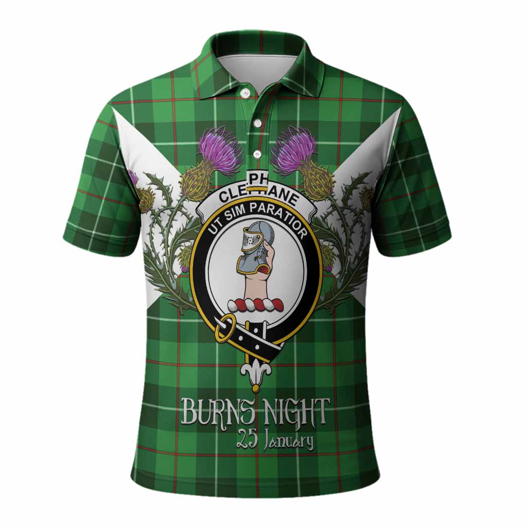 Clephane (Clephan) Tartan Family Crest Polo Shirt Scottish Burns Night Thistle Floral