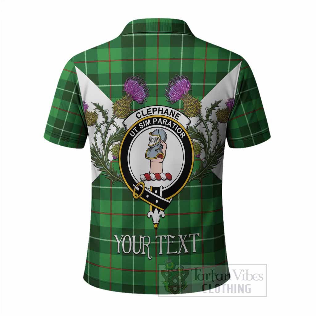 Clephane (Clephan) Tartan Family Crest Polo Shirt Scottish Burns Night Thistle Floral