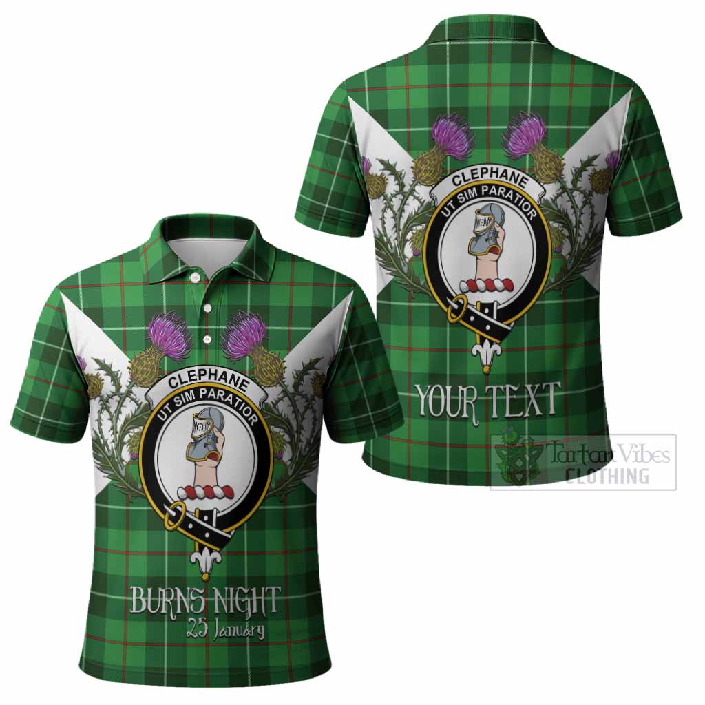 Clephane (Clephan) Tartan Family Crest Polo Shirt Scottish Burns Night Thistle Floral