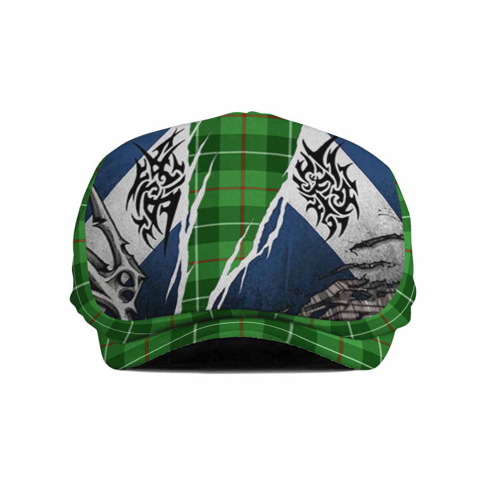 Clephane (Clephan) Tartan Flat Cap, Jeff Cap Scotland Flag Ripped Tribal Design