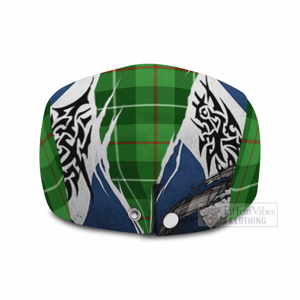 Clephane (Clephan) Tartan Flat Cap, Jeff Cap Scotland Flag Ripped Tribal Design