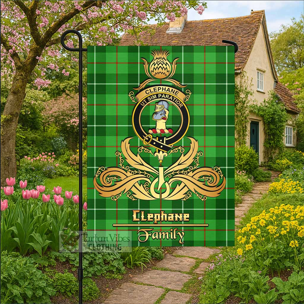 Clephane (Clephan) Tartan Garden Flag with Highland Thistle Cherish Family Crest Style - Tartan Vibes Clothing