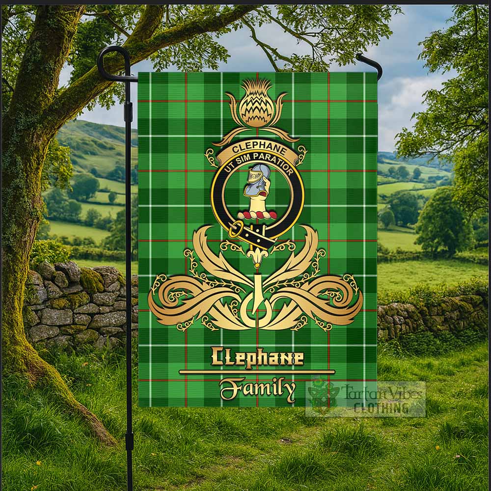 Clephane (Clephan) Tartan Garden Flag with Highland Thistle Cherish Family Crest Style - Tartan Vibes Clothing