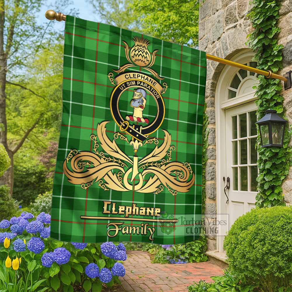 Clephane (Clephan) Tartan Garden Flag with Highland Thistle Cherish Family Crest Style - Tartan Vibes Clothing