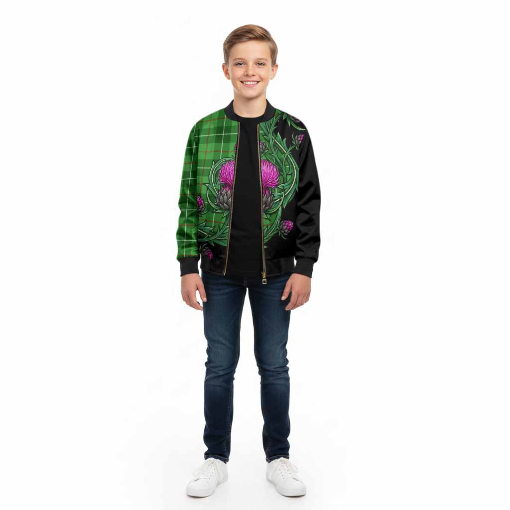 Clephane (Clephan) Tartan Kid Bomber Jacket Resilient Scottish Thistle - Tartan Vibes Clothing