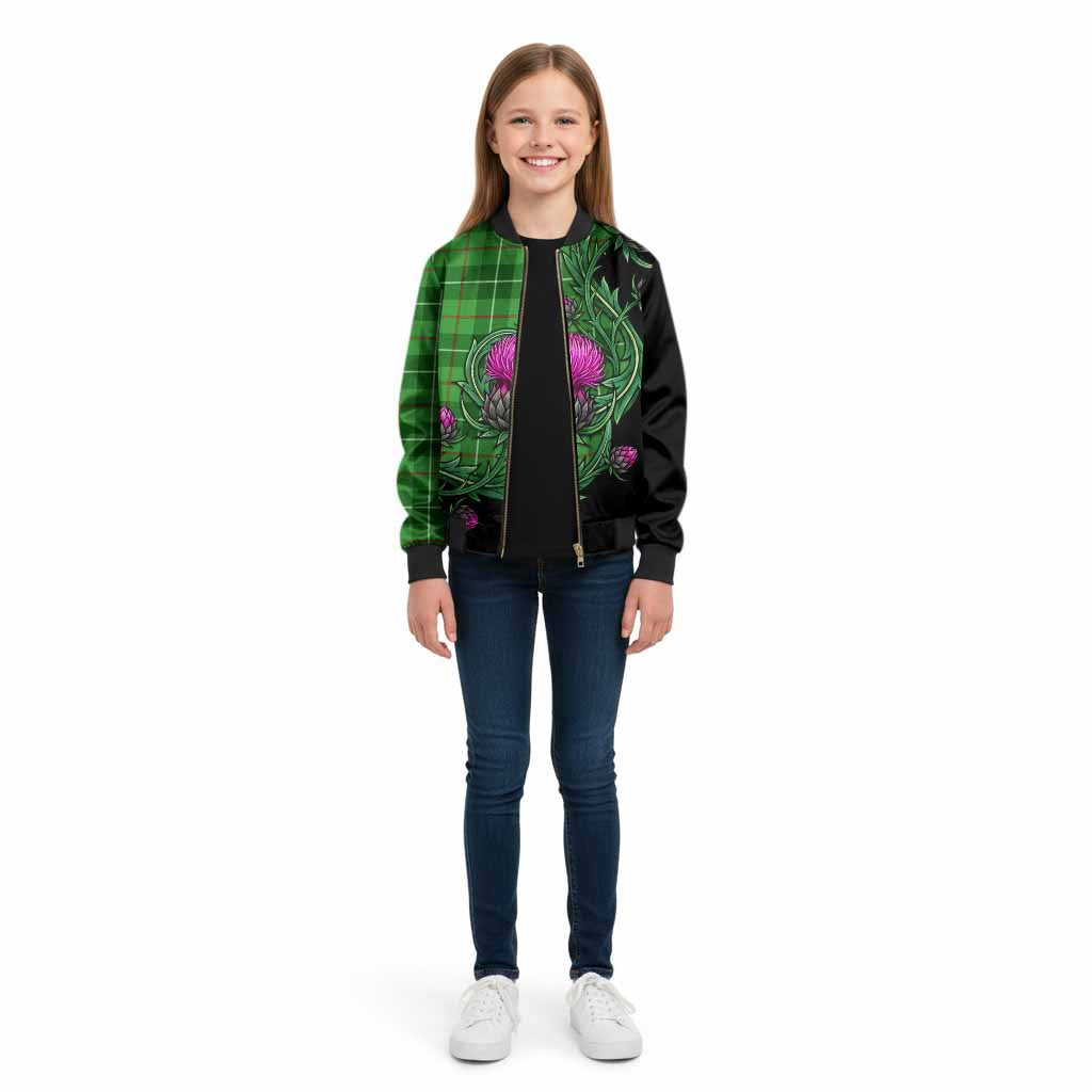 Clephane (Clephan) Tartan Kid Bomber Jacket Resilient Scottish Thistle - Tartan Vibes Clothing