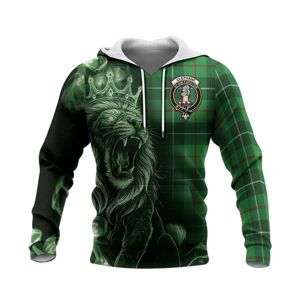 Clephane (Clephan) Tartan Knitted Hoodie Roaring Lion Heritage